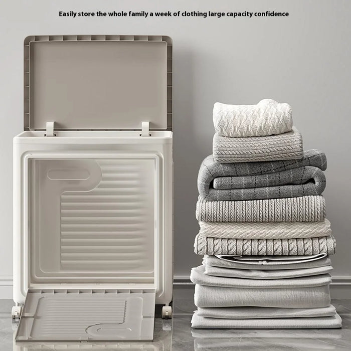 Foldable Laundry Hamper with Lid and Wheels Large Capacity Clothes Storage Basket Size M - 5