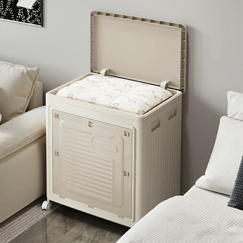 Foldable Laundry Container Large Capacity Flip Top with Wheels Clothes Storage Basket for Home Use - 3