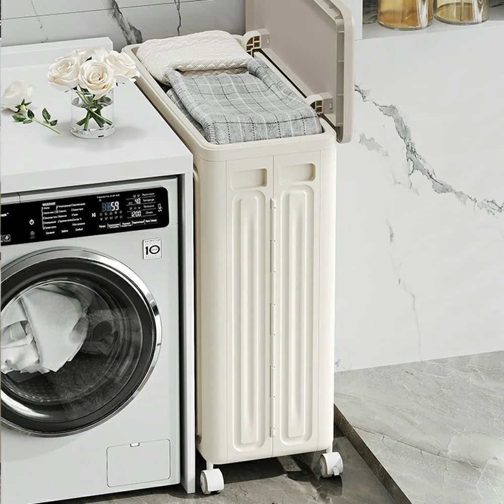 Foldable Laundry Container Large Capacity Flip Top with Wheels Clothes Storage Basket for Home Use - 4