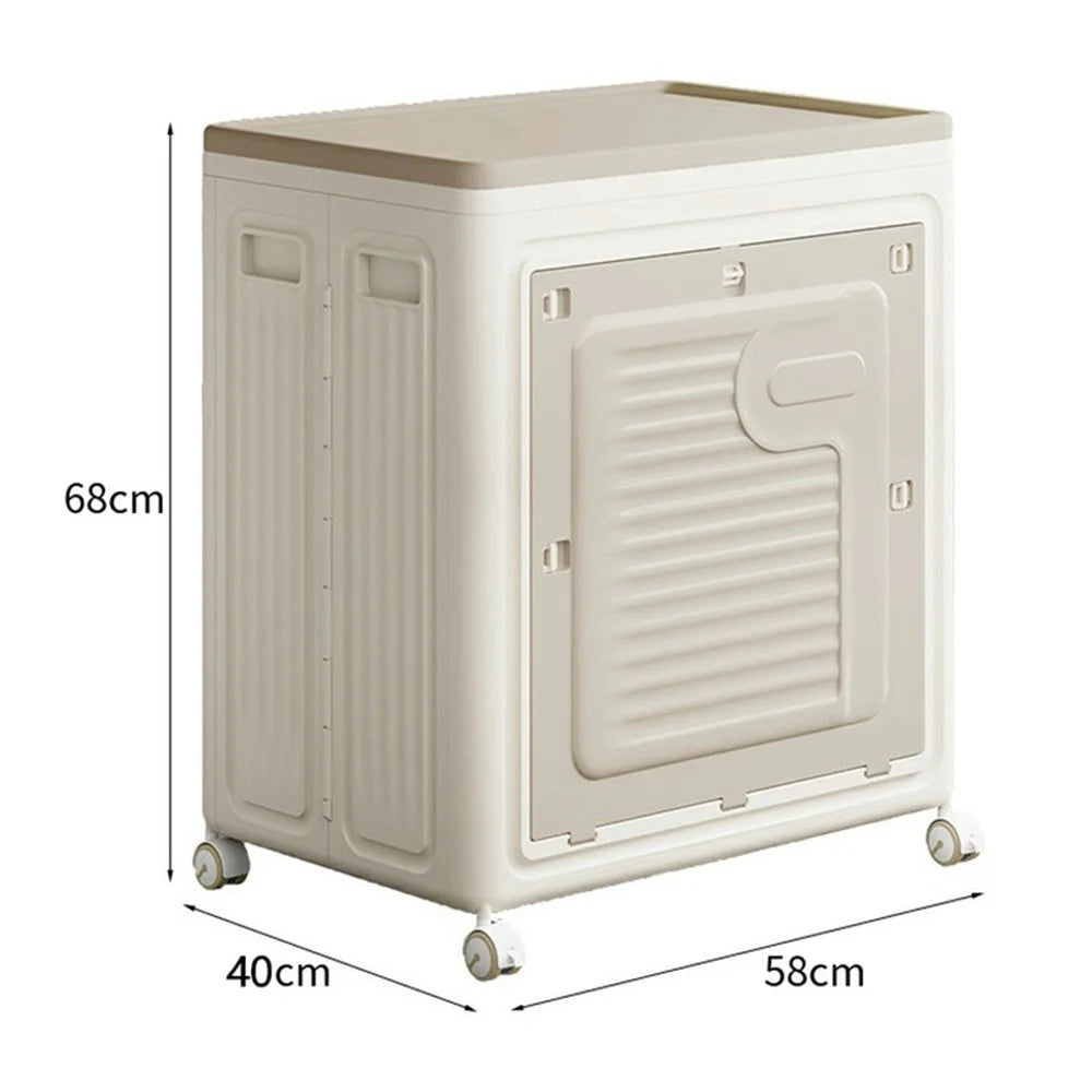 Foldable Laundry Container Large Capacity Flip Top with Wheels Clothes Storage Basket for Home Use - 5