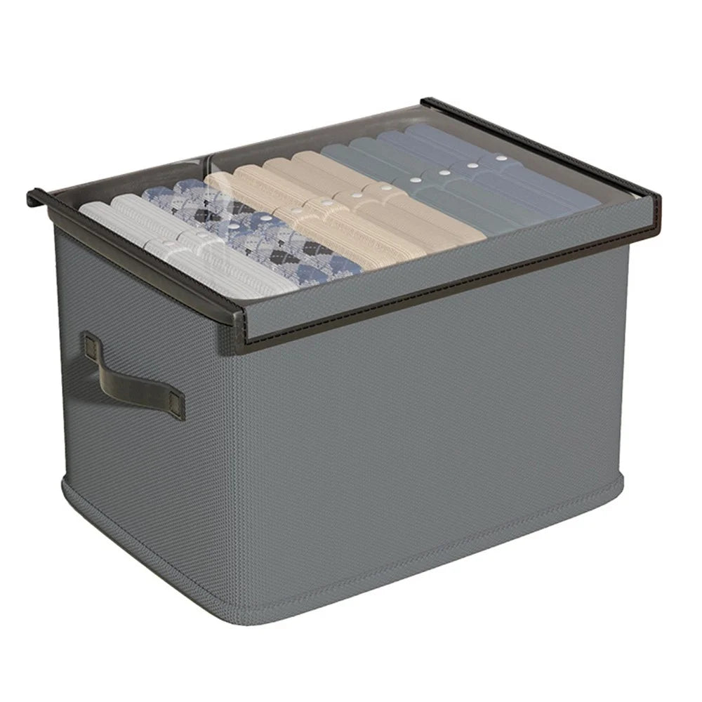 18L Home Foldable Storage Box with Lid Non Woven Fabric Clothes Organizer Closet Wardrobe Container 36 x 25 x 20cm - 1