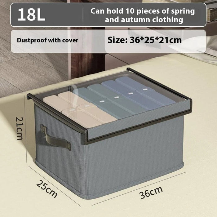 18L Home Foldable Storage Box with Lid Non Woven Fabric Clothes Organizer Closet Wardrobe Container 36 x 25 x 20cm - 7
