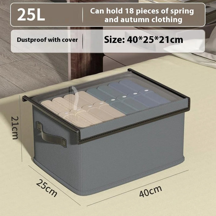 25L Home Foldable Storage Box with Lid Non-Woven Fabric Clothes Organizer Closet Wardrobe Container - 7