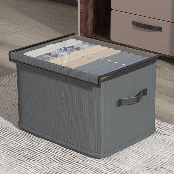 44x25x20cm Foldable Storage Box with Lid 32L Clothes Organizer for Wardrobe  /  Closet Stackable Container - 2