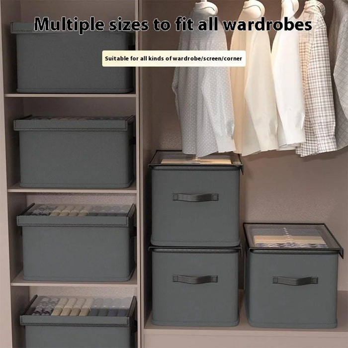 42L Home Foldable Storage Box with Lid Non-Woven Fabric Clothes Organizer Closet Wardrobe Container - 4