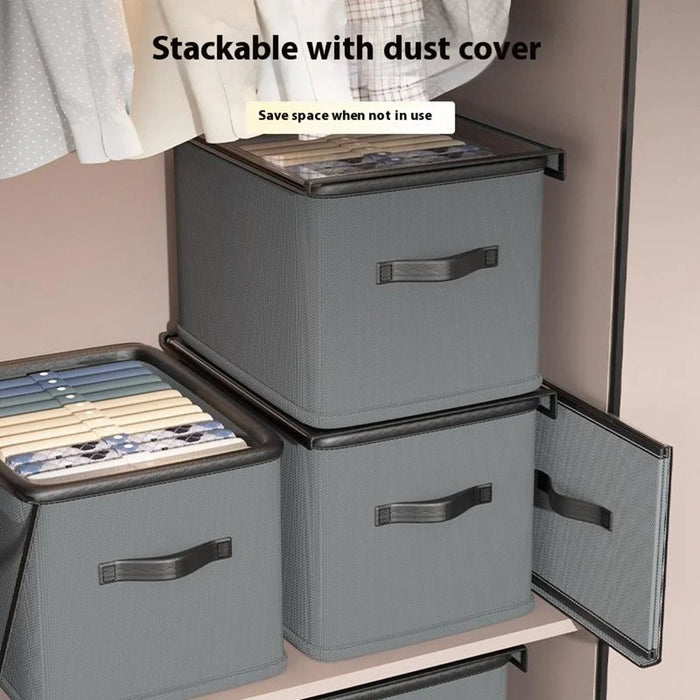 42L Home Foldable Storage Box with Lid Non-Woven Fabric Clothes Organizer Closet Wardrobe Container - 5