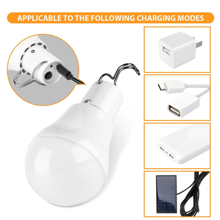 Portable Solar Powered Light Bulb for Outdoor Camping Hanging Tent Lamp - 6