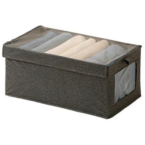 Size XL Clear Window Oxford Fabric Foldable Storage Box with Lid for Closet Clothes Organizer, 44 x 25 x 20cm - Grey - 1