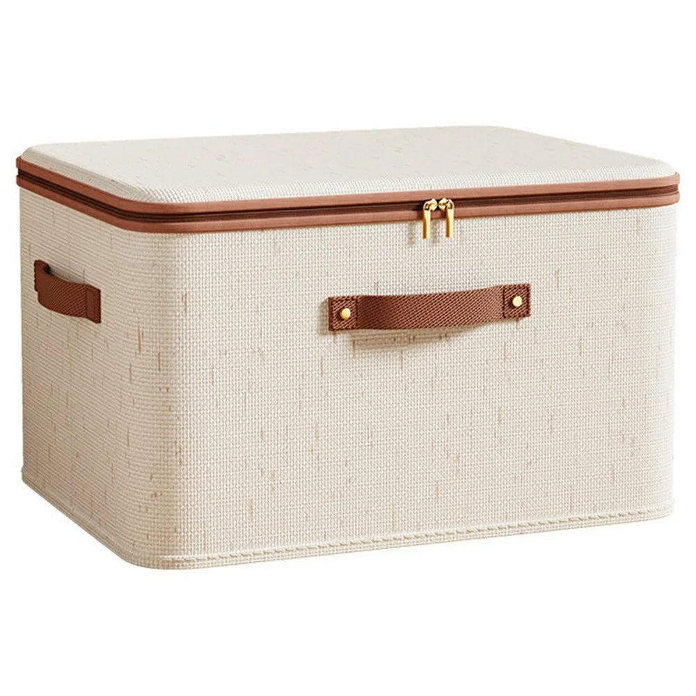 8L Foldable Organizer for Clothes Toys Underwear Washable Cotton Linen Storage Box with Lid - 1