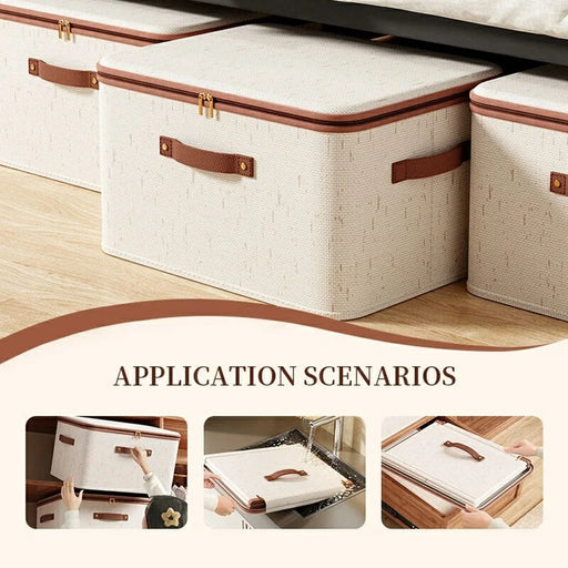 8L Foldable Organizer for Clothes Toys Underwear Washable Cotton Linen Storage Box with Lid - 2