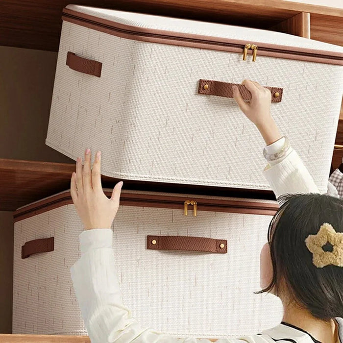 8L Foldable Organizer for Clothes Toys Underwear Washable Cotton Linen Storage Box with Lid - 4