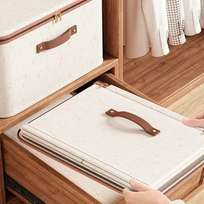 8L Foldable Organizer for Clothes Toys Underwear Washable Cotton Linen Storage Box with Lid - 5