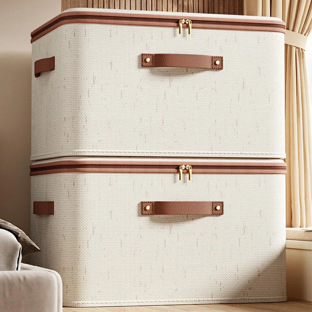 8L Foldable Organizer for Clothes Toys Underwear Washable Cotton Linen Storage Box with Lid - 7