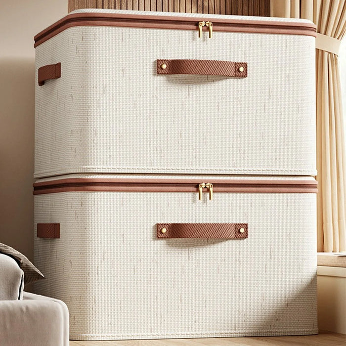 8L Foldable Organizer for Clothes Toys Underwear Washable Cotton Linen Storage Box with Lid - 7