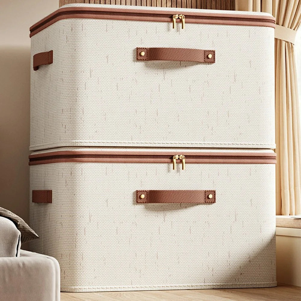 15L Foldable Organizer for Clothes Toys Underwear Washable Cotton Linen Storage Box with Lid - 7