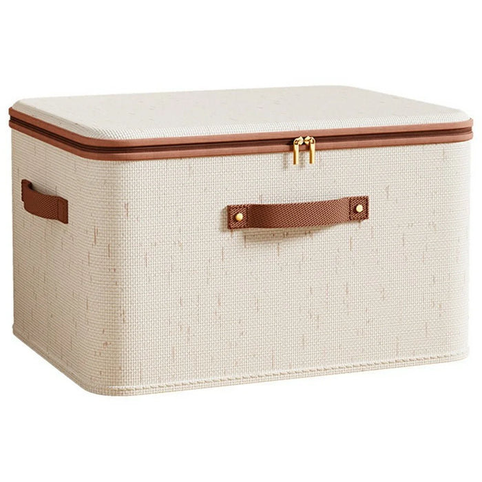 42L Foldable Organizer for Clothes Toys Underwear Washable Cotton Linen Storage Box with Lid - 1