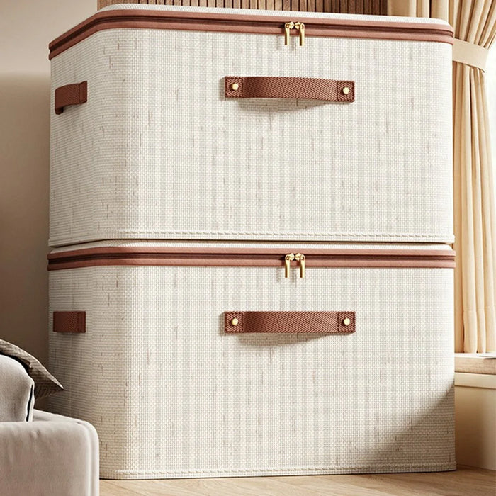42L Foldable Organizer for Clothes Toys Underwear Washable Cotton Linen Storage Box with Lid - 7