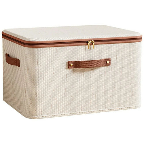 56L Foldable Organizer for Clothes Toys Underwear Washable Cotton Linen Storage Box with Lid - 1