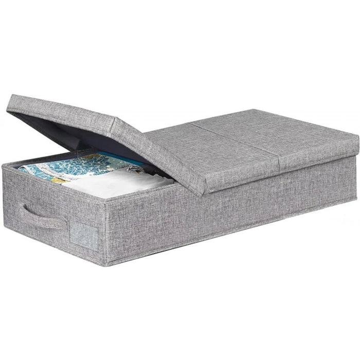 1Pc Under Bed Storage Box with Lid Foldable Organizer Container for Clothes Blankets Toys - Grey - 1