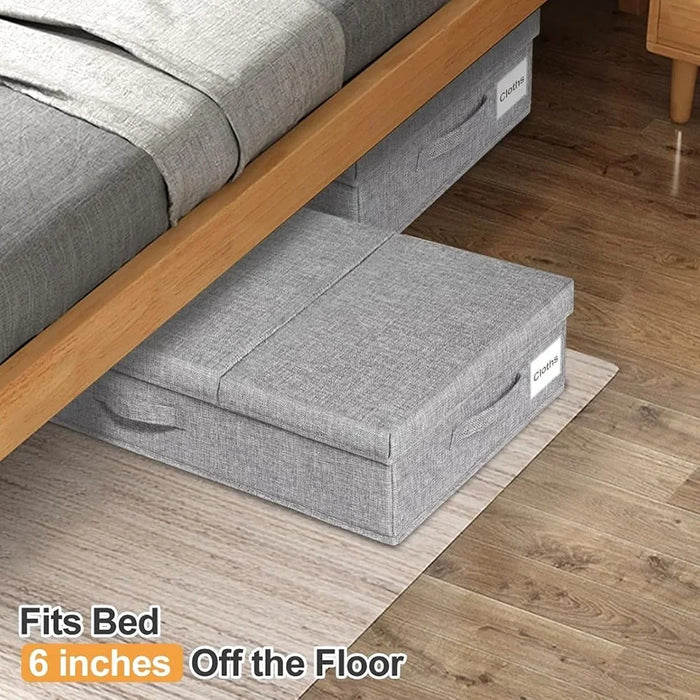 1Pc Under Bed Storage Box with Lid Foldable Organizer Container for Clothes Blankets Toys - Grey - 2