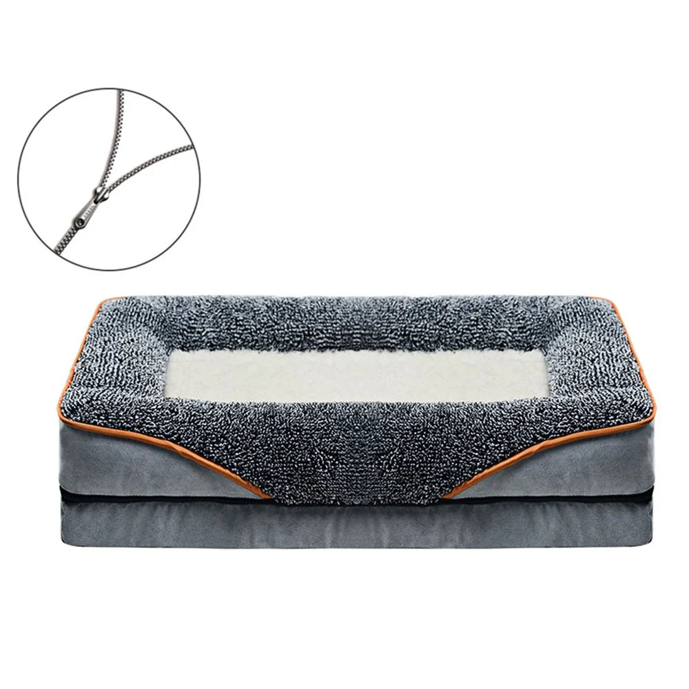 Dogs Cats Gift Bed S Size 50 x 40 x 9cm Pet Sofa with Removable Washable Cover All Seasons Comfort - Grey + White - 1
