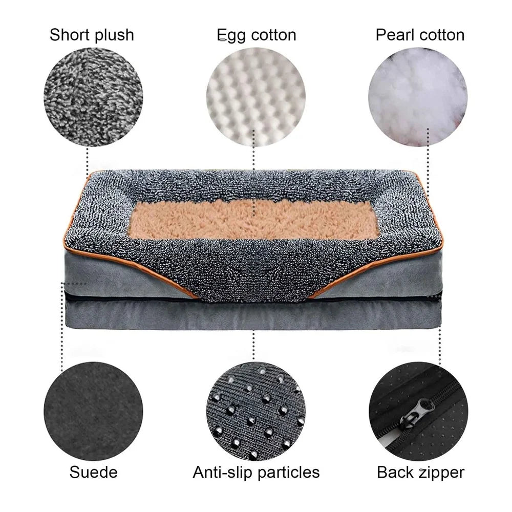Dogs Cats Gift Bed S Size 50 x 40 x 9cm Pet Sofa with Removable Washable Cover All Seasons Comfort - Grey + White - 6