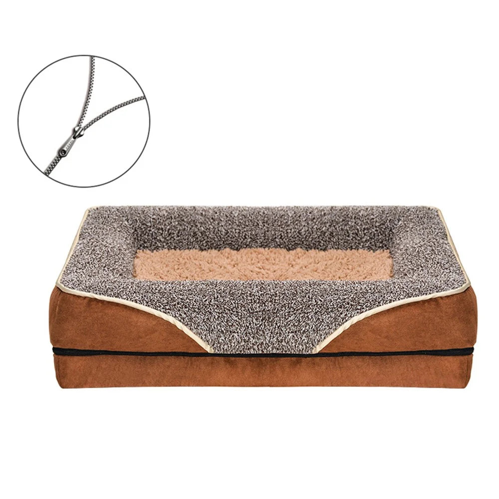 Dogs Cats Gift Bed 75 x 50 x 12cm Pet Sofa with Removable Washable Cover All Seasons Comfort - Dark Brown - 1