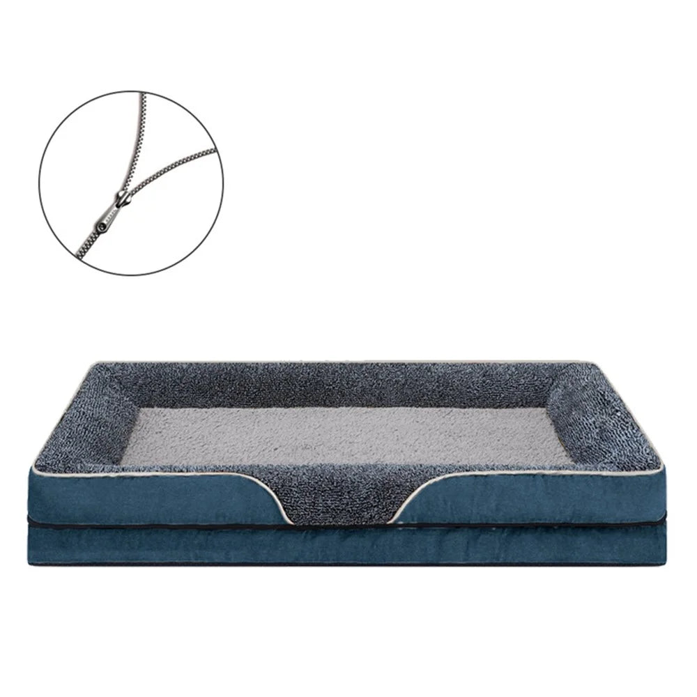 Dogs Cats Gift Bed L Size 100 x 60 x 16cm Pet Sofa with Removable Washable Cover All Seasons Comfort - Blue - 1