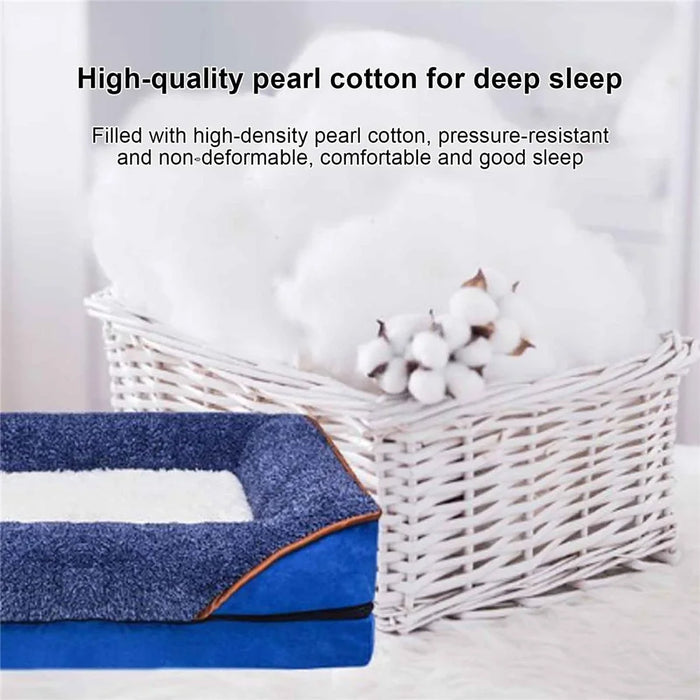 Dogs Cats Gift Bed L Size 100 x 60 x 16cm Pet Sofa with Removable Washable Cover All Seasons Comfort - Blue - 4