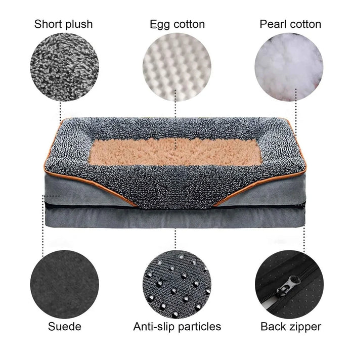 Dogs Cats Gift Bed XL Size 120 x 80 x 16cm Pet Sofa with Removable Washable Cover All Seasons Comfort - Light Grey - 6