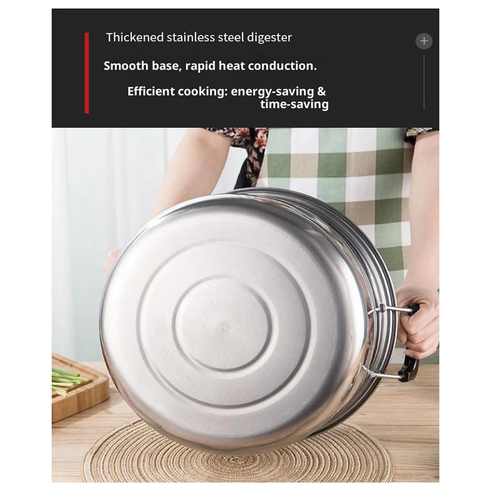 Stainless Steel Stack and Steam Pot Set 26cm 2-Layer Steamer with 2PCS Steamer Trays for Vegetable, Dumpling - 3