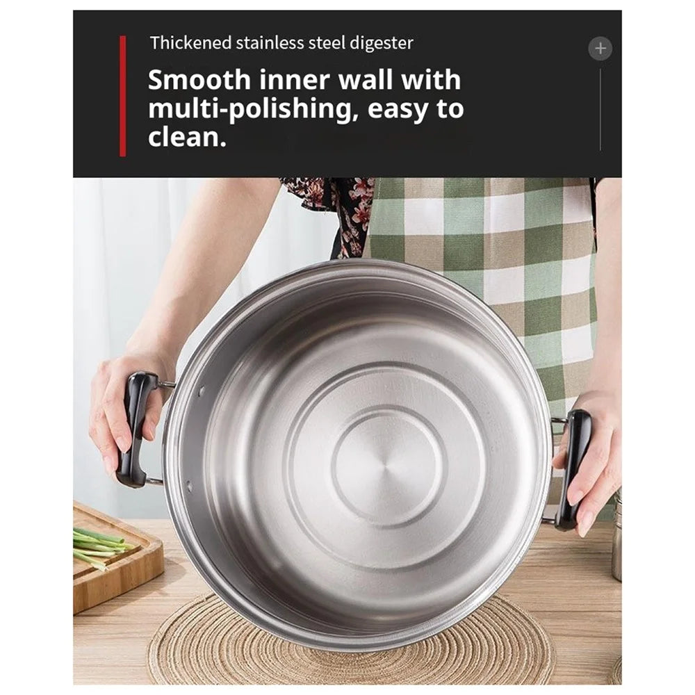 Stainless Steel Stack and Steam Pot Set 26cm 2-Layer Steamer with 2PCS Steamer Trays for Vegetable, Dumpling - 4