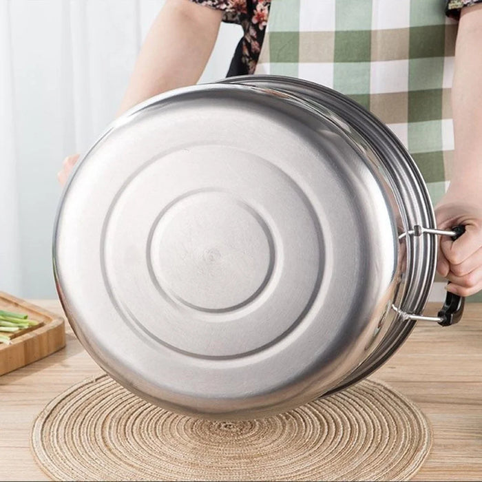 Stainless Steel Stack and Steam Pot Set 30cm 2-Layer Steamer with 2PCS Steamer Trays for Vegetable, Dumpling - 5