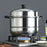 Stainless Steel Stack and Steam Pot Set 36cm 2-Layer Steamer with 2PCS Steamer Trays for Vegetable, Dumpling - 3