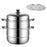 Stainless Steel 3-Tier Steamer Pot 26cm Steaming Pot Cookware with 2PCS Steaming Trays for Induction  /  Gas Stove - 1