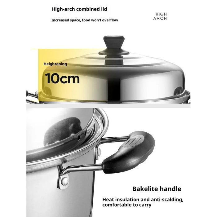 Stainless Steel 3-Tier Steamer Pot 26cm Steaming Pot Cookware with 2PCS Steaming Trays for Induction  /  Gas Stove - 7
