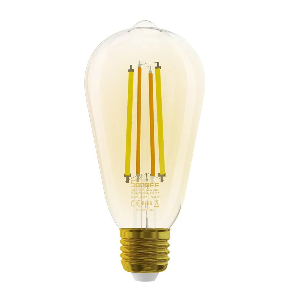 SONOFF B02-F-ST64 Wireless WiFi 2.4GHz Dimmable Vintage LED Bulbs 7W Antique LED Filament Bulbs (Warm Light) - 1