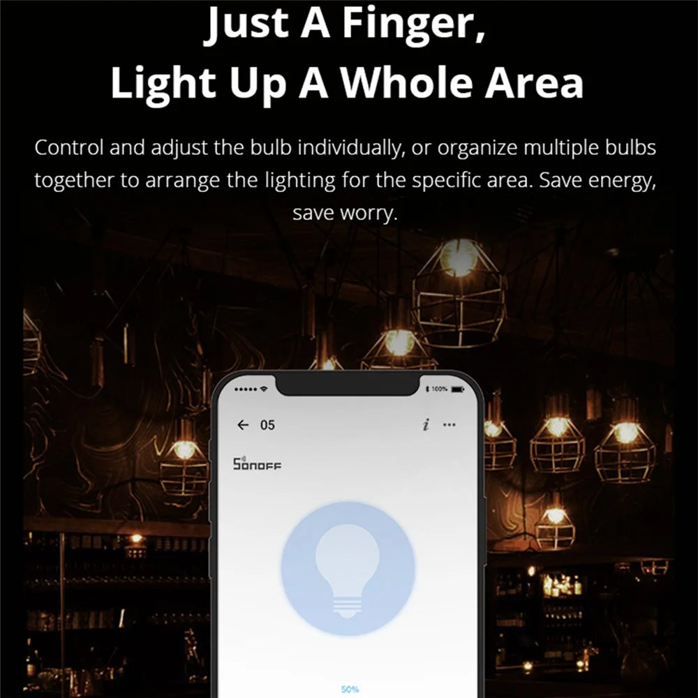 SONOFF B02-F-ST64 Wireless WiFi 2.4GHz Dimmable Vintage LED Bulbs 7W Antique LED Filament Bulbs (Warm Light) - 4