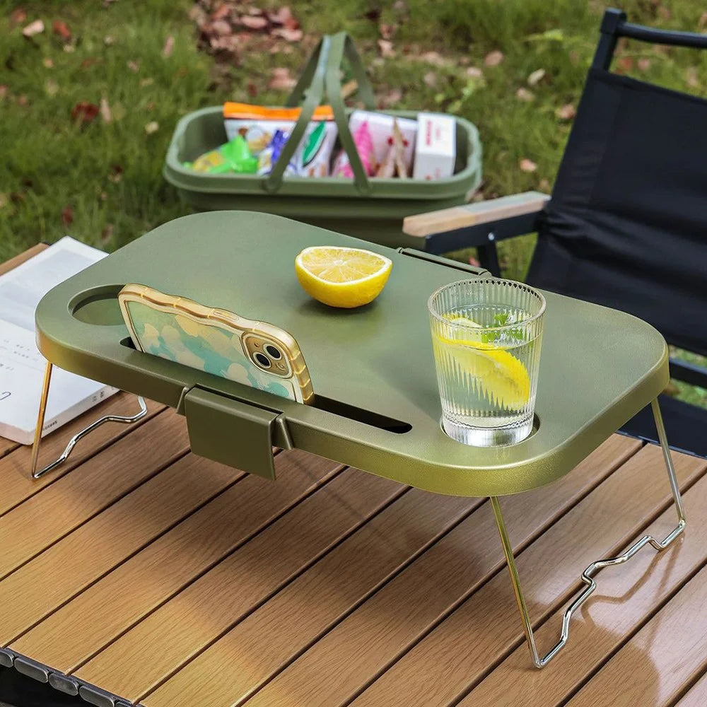 PP Outdoor Picnic Basket with Lid Dustproof Moisture Resistant Storage Basket Foldable Picnic Organizer Box - Army Green - 2