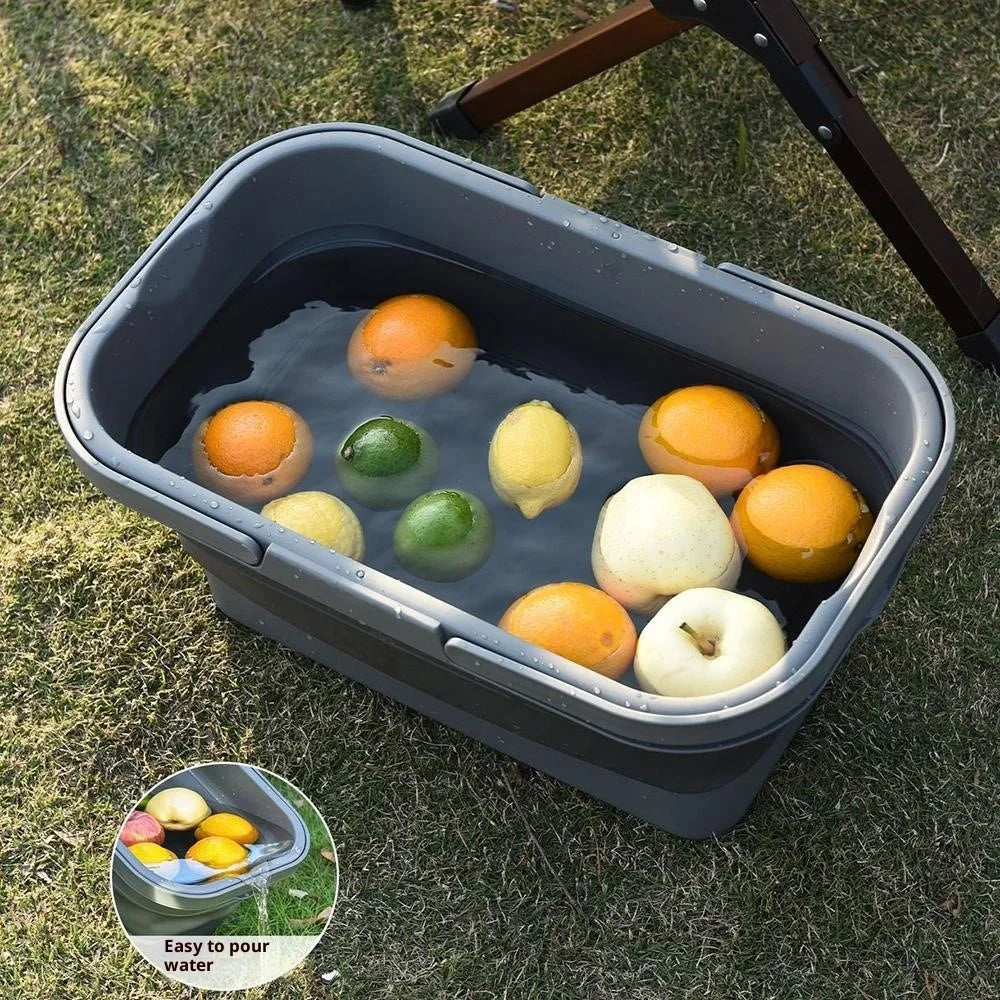 PP Outdoor Picnic Basket with Lid Dustproof Moisture Resistant Storage Basket Foldable Picnic Organizer Box - Army Green - 7