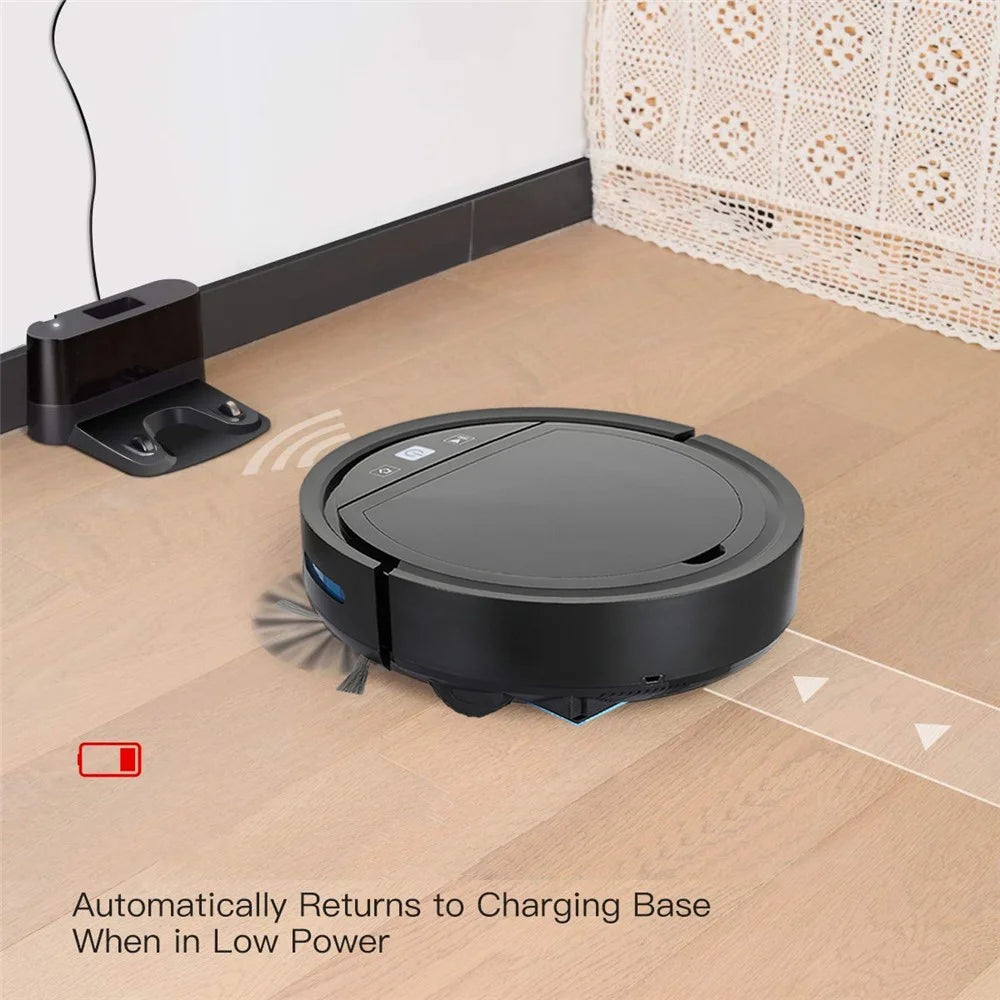 118HW 2500PA Robot Vacuum Cleaner Wireless Smart APP Auto-Recharge Remote Voice Control Sweeping Cleaning Machine - Black - 3