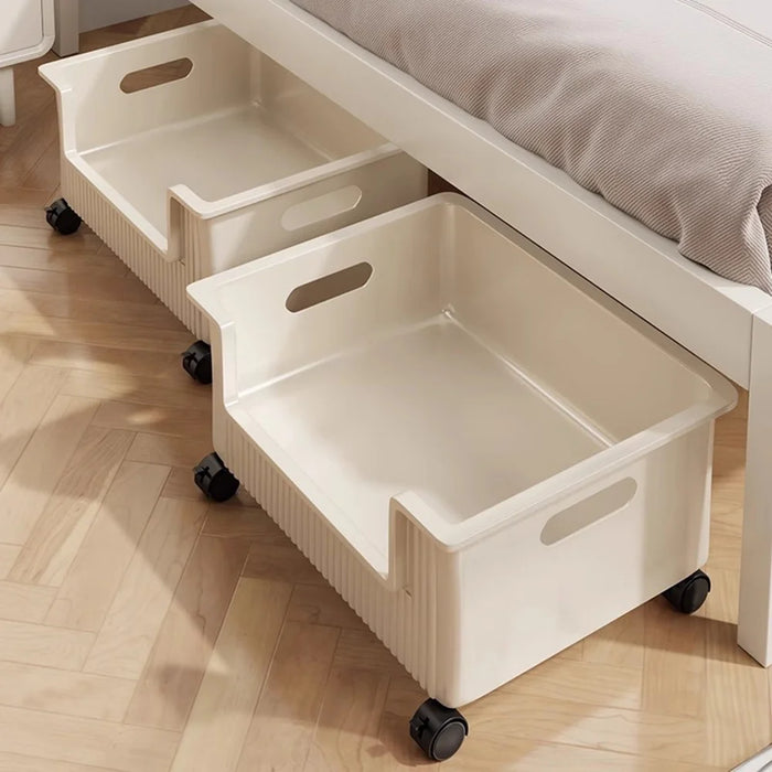 Under Bed Storage Box with Rolling Wheels Plastic Drawer Style Mobile Organizer Container Clothes Storage Bin - Cream White - 2