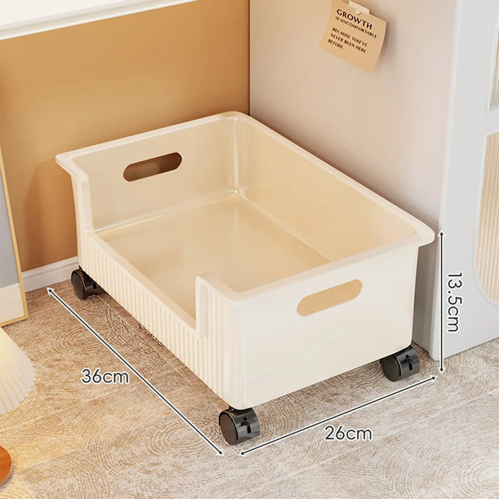 Under Bed Storage Box with Rolling Wheels Plastic Drawer Style Mobile Organizer Container Clothes Storage Bin - Cream White - 6