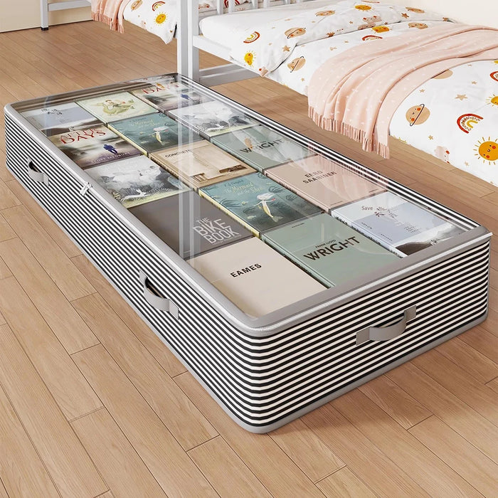 55L Under Bed Storage Box with Transparent Lid Large Capacity Organizer Container for Clothes Books Bedding - 55L - 2