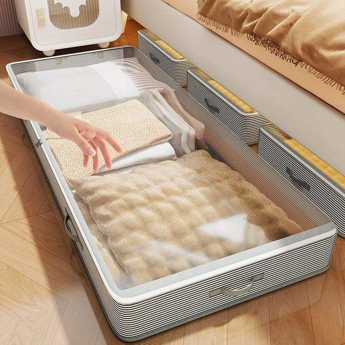 30L Under Bed Storage Box with Transparent Lid Large Capacity Organizer Container for Clothes Books Bedding - 30L - 3