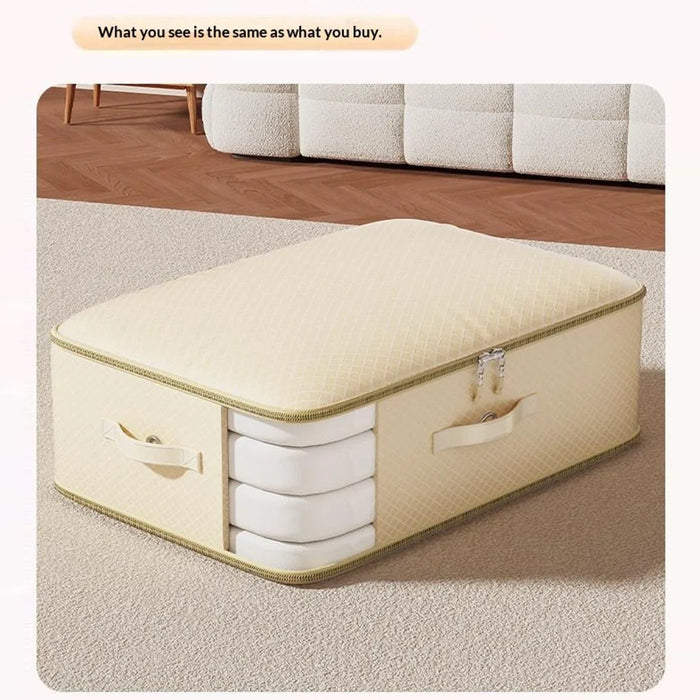 54x42x90cm Three Layer Storage Bag Compression Pouch Organizer for Clothes Quilts Down Jackets - Beige - 5