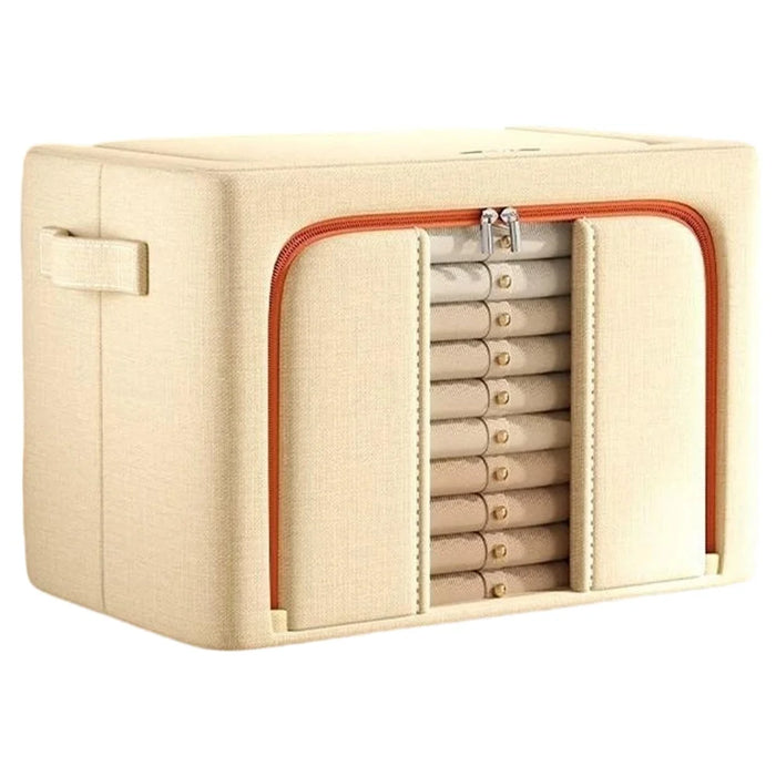 50x40x40cm Large Capacity Foldable Storage Box Wardrobe Clothing Organizer with Clear Window - Single Window / Apricot - 1