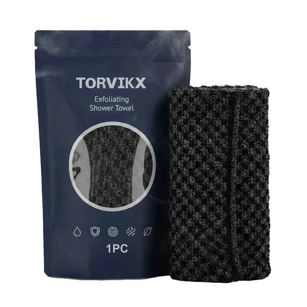 TORVIKX 100 x 22cm Portable Exfoliating Body Scrub Towel Soft Bath Towel for Travel - 1 Piece - 1