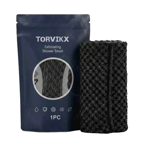TORVIKX 100 x 22cm Portable Exfoliating Body Scrub Towel Soft Bath Towel for Travel - 1 Piece - 1