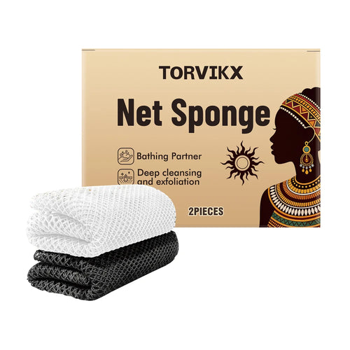 TORVIKX 2Pcs/Set Exfoliating Body Scrub Towel Hexagon Weave Double-Sided Bath Towel for Body Care - 2 Pieces - 1